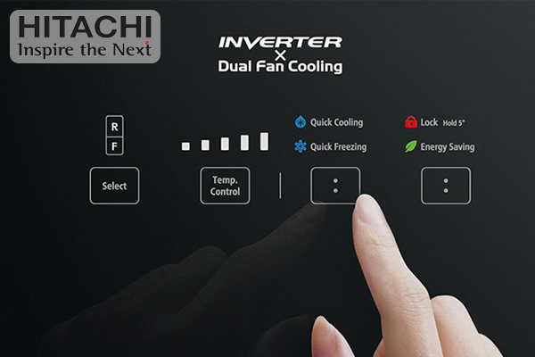 điều chỉnh nhiệt độ bằng bảng điều khiển tủ lạnh Hitachi